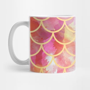 Mermaid Tail Scales Red Gold Mug